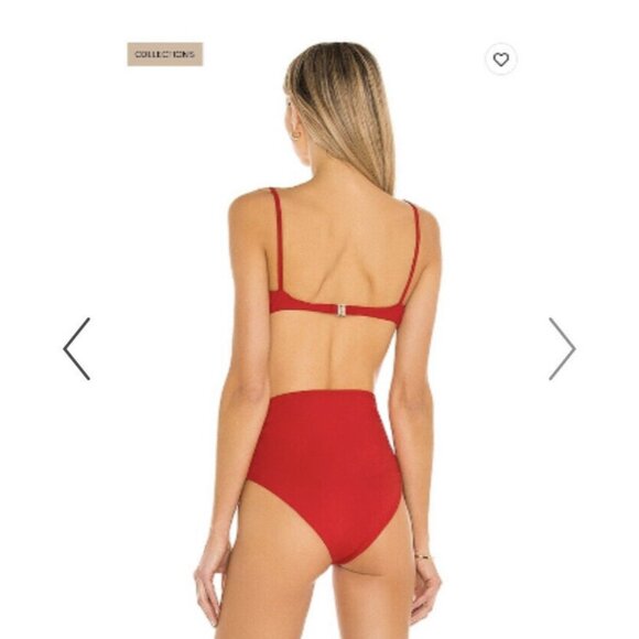 Caroline Constas Masie Bikini Top Red Combo - Picture 3 of 3